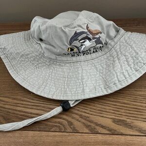 Kids Galapagos Islands Embroidered Sea Life Sun Bucket Drawstring Hat Sz L/XL